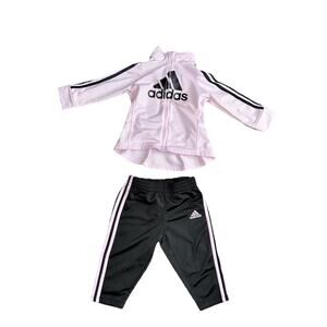 Adidas Baby Girl Pink Tracksuit - Size 9 Months